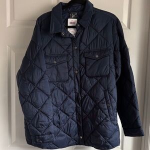 32 Degrees Navy Quilted Light weight Shirt Jacket
